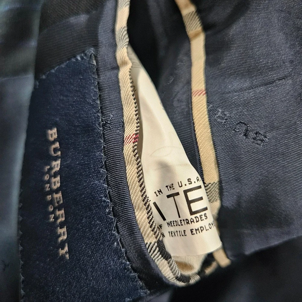 Burberry 42L‎ Wool Suit Blazer Jacket Men Navy Striped